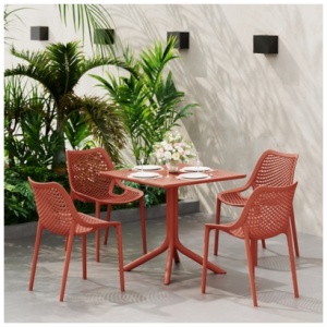 Westin Furniture Frond & Form Outdoor Square Dining Table and 4 Chairs, Red