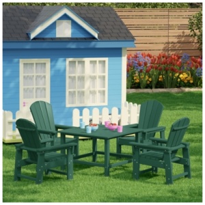 Westin Furniture Laguna Kids Outdoor Adirondack Dining Table and 4 Chairs, Dark Green