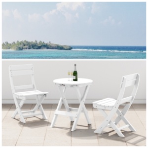 Westin Furniture Laguna Outdoor Bistro Table and 2 Chairs, White