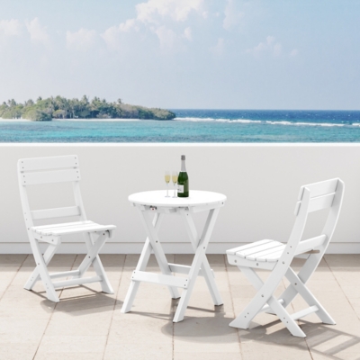 Westin Furniture Laguna Outdoor Bistro Table and 2 Chairs, White