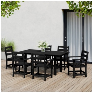 Westin Furniture Shoreside Outdoor Dining Table and 6 Arm Chairs, Black
