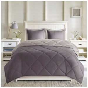 Windsor Diamond Quilting Reversible Down Alternative King Comforter Set, Charcoal/Gray