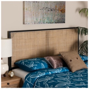 bali & pari Aurelia Queen Panel Headboard, Black/Natural