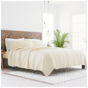 iEnjoy Home Checkered Embossed King Sheet Set, Ivory