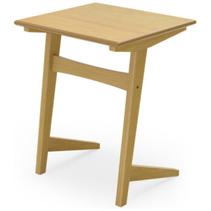 1 Piece Wood Sofa Side Table C-shaped End Table with Wood Veneered Top