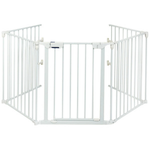 115 Inch Length 5 Panel Adjustable Wide Fireplace Fence-White