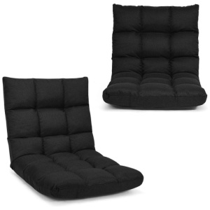 14-Position Adjustable Folding Lazy Gaming Sofa-Black