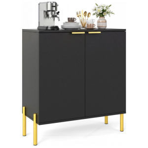 2-Door Buffet Cabinet Sideboard with Shelf and Metal Legs-Black