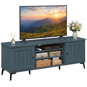 2-Door TV Stand for TVs up to 65 Inch Mid Century Modern Entertainment Center-Turquoise