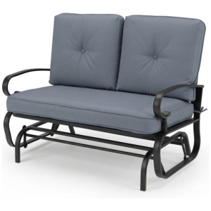 2 Seats Outdoor Swing Glider Chair with Comfortable Cushions-Gray