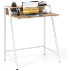 2 Tier Computer Desk PC Laptop Table Study Writing Home Office Workstation New-Natural