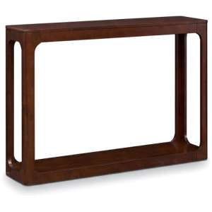 2-Tier Mid Century Wood Console Table with Storage Shelf-Brown