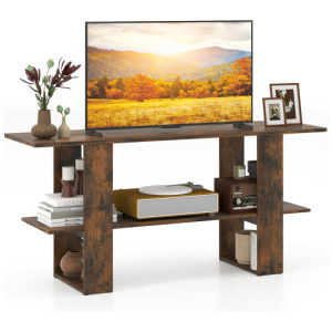 2-Tier TV Stand with Storage for TVs up to 55 Inch Console Table with Open Shelf-Rustic Brown