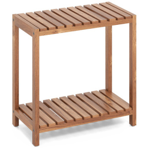 2/3-Tier Side Table Teak Wood Stand Utility Storage Shelf-2-tier