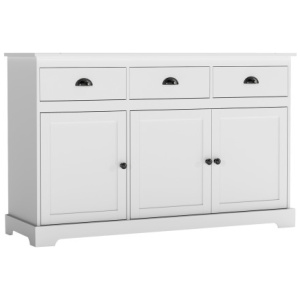 3 Drawers Sideboard Buffet Storage with Adjustable Shelves-White