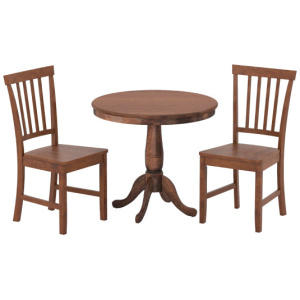 3 Pieces Wooden Dining Table and Chair Set for Cafe Kitchen Living Room