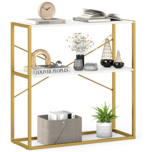 36" Console Table 2-Tier Entryway Table with Wooden Open Shelves and Metal Frame-White