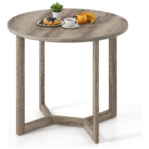 36 Inch Round Wood Dining Table for 2-4 People with Wing-shaped Pedestal Base-Grey