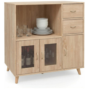 36 Inch Sideboard Buffet Cabinet with Open Compartment-Natural
