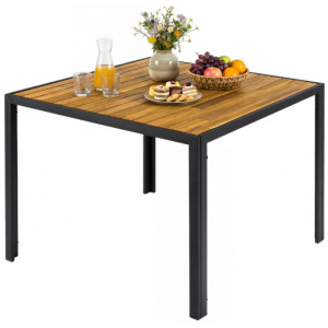 36 Inch Square Outdoor Dining Table for 4 with Slatted Top for Porch