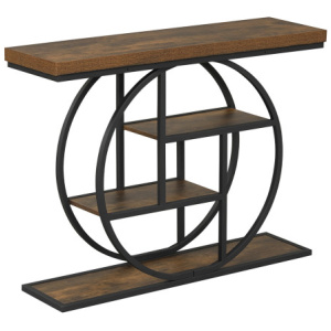 4-Tier Console Table 41 Inches Entryway Table with Storage Shelves-Brown