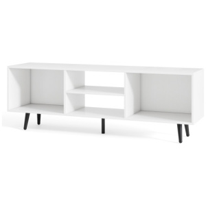 47.5 Inches TV Stand for 55-Inch TV with Compartments and Metal Legs-White