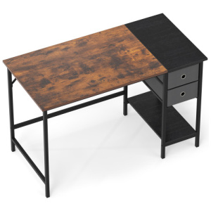 48 Inch Computer Desk with 2 Fabric Drawers Industrial Home Office Desk-Rustic Brown