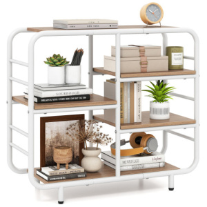 5-Tier Storage Organizer Open Book Shelf with Metal Frame-Natural