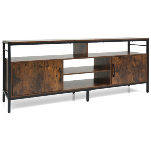 58 Inch Industrial TV Stand with Cabinets and Adjustable Shelf for TVs up to 65 Inch-Rustic Brwon