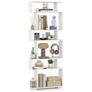 6-Tier Bookcase with Anti-Tipping Kit-White