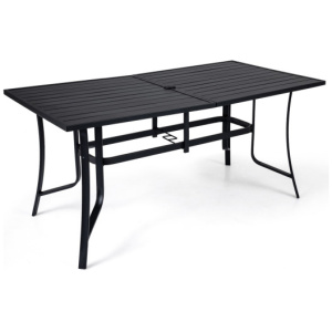 63" x 33" Rectangle Metal Patio Dining Table for 6-Black