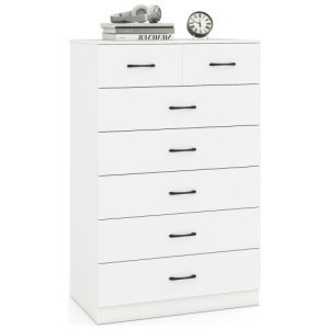 7-Drawer Tall Dresser with Metal Handles and Anti-Tipping Kits-White