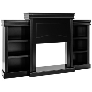 70 Inch Modern Fireplace Media Entertainment Center with Bookcase-Black