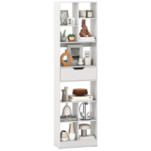 71inch Tall Freestanding Bookcase with Drawer 10-Cube Storage Organizer-White