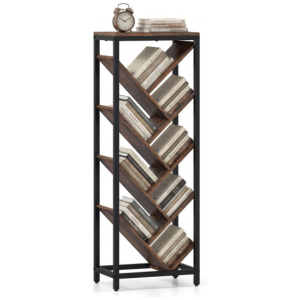 9-Tier Freestanding Bookcase for Hardcover Books-Rustic Brown