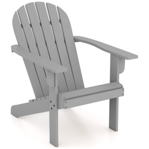 Acacia Wood Lounge Patio Adirondack Chair with Inclined Seat-Gray