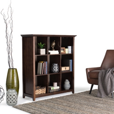 Acadian SOLID WOOD 48 inch x 44 inch Transitional 9 Cube Bookcase and Storage Unit in Brunette Brown