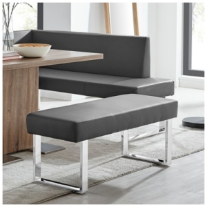 Amanda 48" Dining Bench, Gray/Chrome