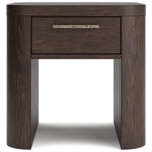 Ashley Luxe Neo Curved Rectangluar End Table, Rich Brown