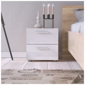 Austin 2 Drawer Nightstand, Oak/White