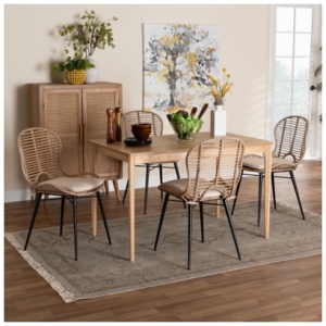 Bali & Pari Brenna Dining Table and 4 Chairs, Brown/Natural