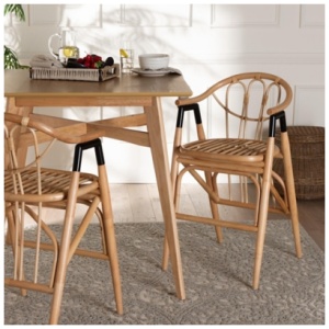 Bali & Pari Cyntia Counter Height Bar Stool, Natural/Black