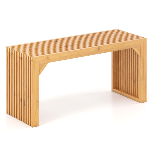 Bamboo Dining Bench Long Entryway Bench, Indoor Outdoor Solid Wood Bench-Natural