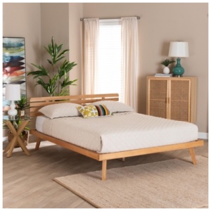 Baxton Studio Joaquin Queen Panel Platform Bed, Rustic Brown