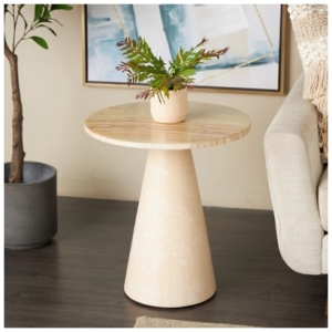 Bayberry Lane Cone Accent End Table, Cream