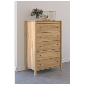 Bermacy 5 Drawer Chest of Drawers, Light Brown