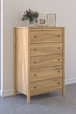Bermacy 5 Drawer Chest of Drawers, Light Brown