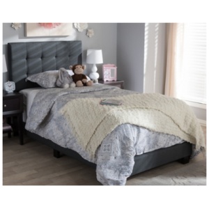 Brookfield Twin Upholstered Bed, Charcoal