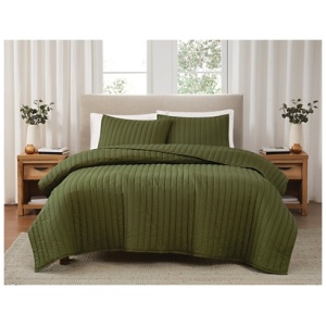 Brooklyn Loom 3-Piece King Quilt Set, Olive Green