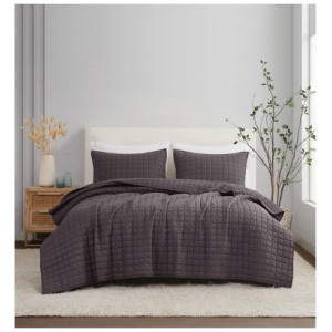 Brooklyn Loom Solid 3-Piece King Quilt Set, Charcoal